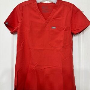 Figs XS Catarina One-Pocket Scrub Top - Clay